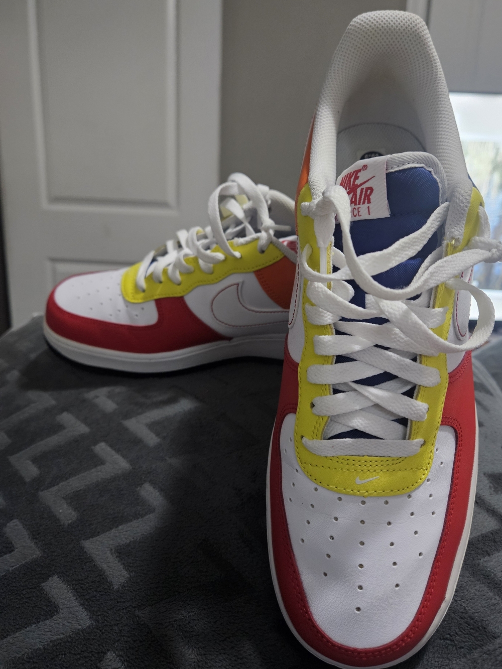 Nike Low-Top Sneakers in White, Red & Yellow Air Force 1's